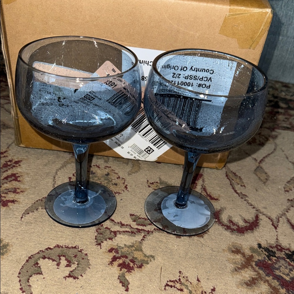 Threshold Blue Stemmed Wine Glass 11.16oz set of 6